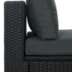 Ensemble de patio modulable réversible en osier d'extérieur 7 pièces avec table, coussins et oreillers - 94,1 x 94,1 po