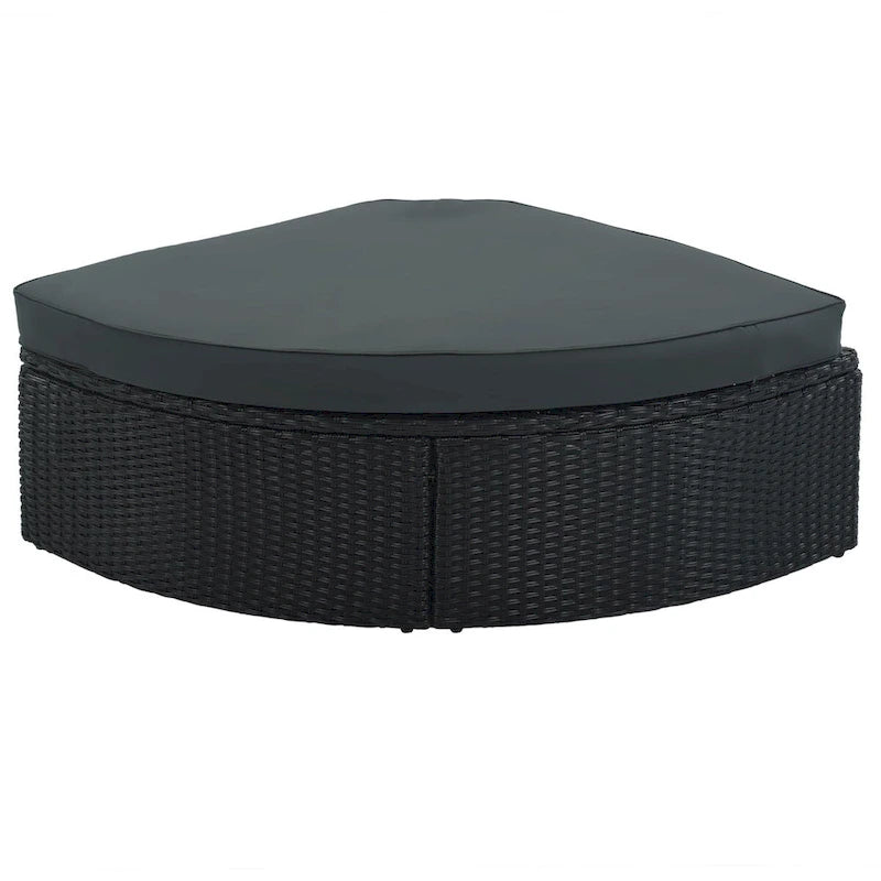 Ensemble de patio modulable réversible en osier d'extérieur 7 pièces avec table, coussins et oreillers - 94,1 x 94,1 po