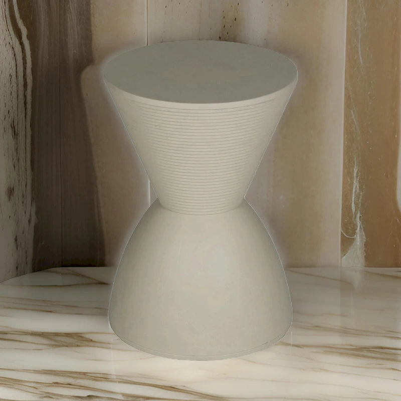 Niya 17 Inch Side End Table, Round Top, Pedestal Base, Indoor Outdoor, Gray