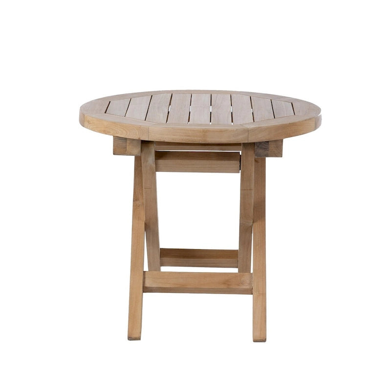 Table basse d'extérieur ronde pliable RRI Goods en bois de teck de 50,8 cm, parfaite pour le jardin, le porche avant ou le balcon