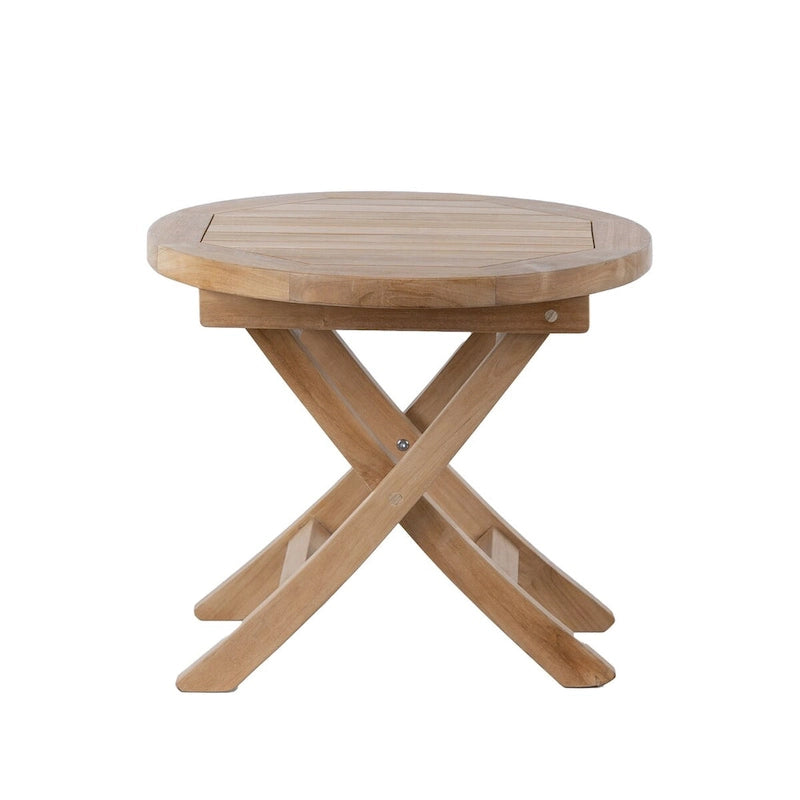 Table basse d'extérieur ronde pliable RRI Goods en bois de teck de 50,8 cm, parfaite pour le jardin, le porche avant ou le balcon