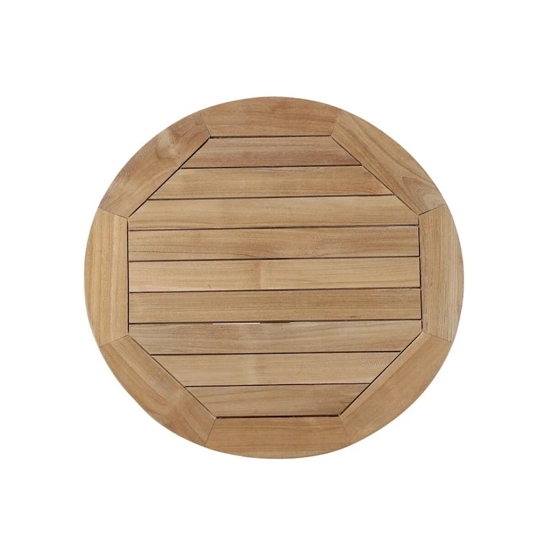 Table basse d'extérieur ronde pliable RRI Goods en bois de teck de 50,8 cm, parfaite pour le jardin, le porche avant ou le balcon