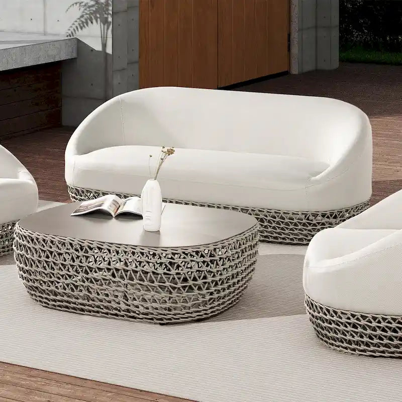 Willow 40.5 Oval Rope Woven Patio Coffee Table