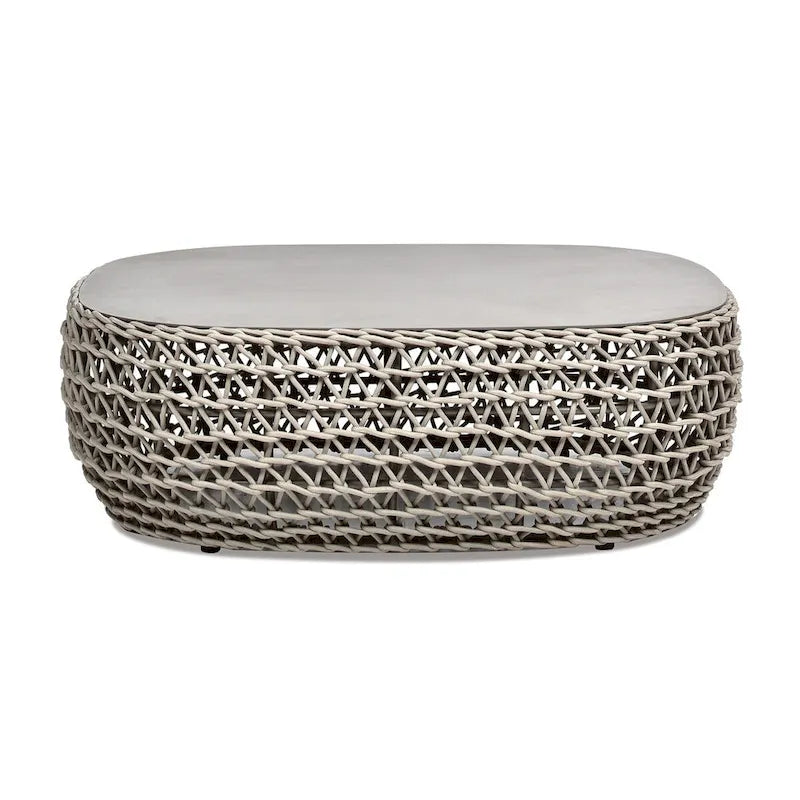Table basse de patio ovale tissée en corde Willow 40,5