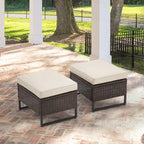 AVAWING 2 poufs d'extérieur en osier