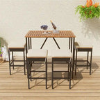 Ensemble de salle à manger d'extérieur 5 pièces en bois avec coussins et plateau de table pliable