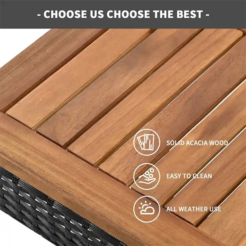 Ensemble de salle à manger d'extérieur 5 pièces en bois avec coussins et plateau de table pliable