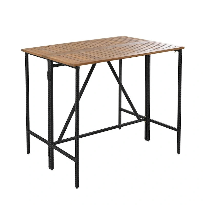 Ensemble de salle à manger d'extérieur 5 pièces en bois avec coussins et plateau de table pliable