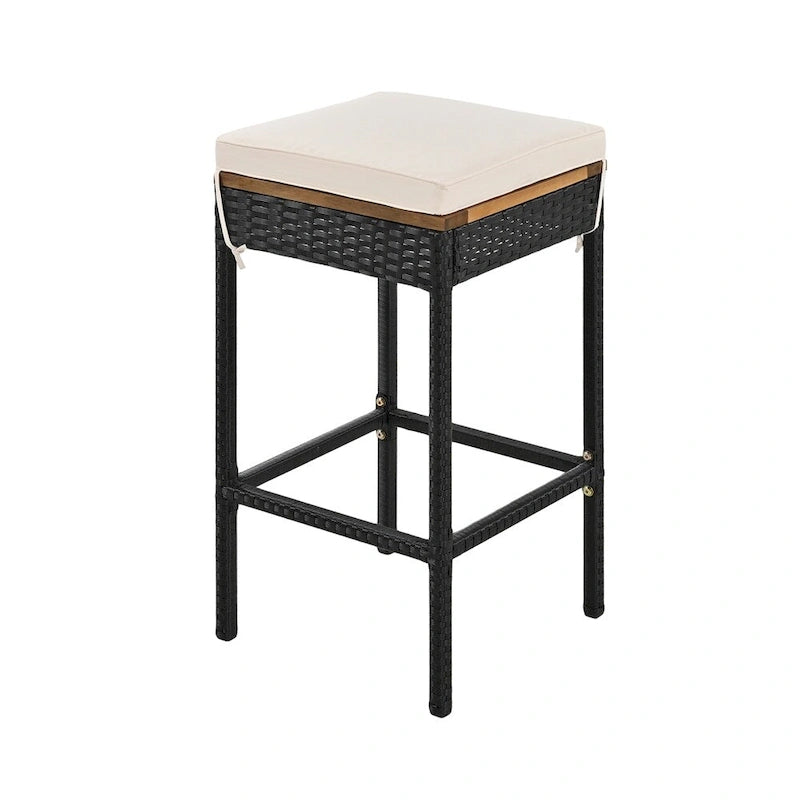 Ensemble de salle à manger d'extérieur 5 pièces en bois avec coussins et plateau de table pliable
