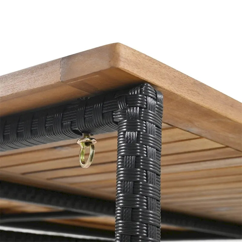 Ensemble de salle à manger d'extérieur 5 pièces en bois avec coussins et plateau de table pliable