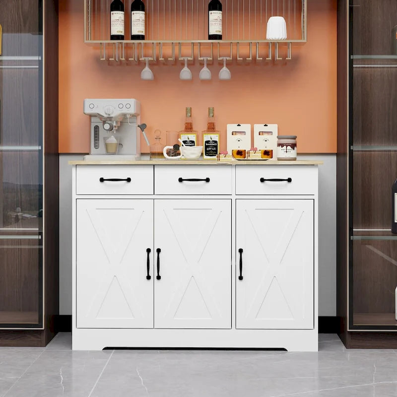 Storage buffet cabinet with 3 drawers and 3 doors