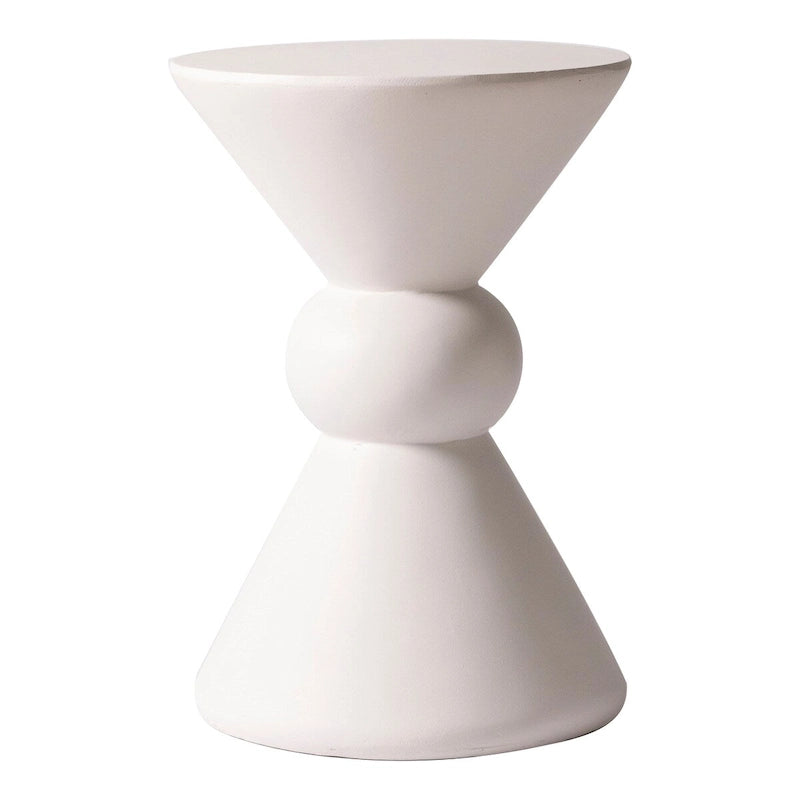 Table d'appoint d'intérieur/extérieur en fibre de pierre, table d'appoint en forme de sablier, résistante aux intempéries, table d'appoint décorative.