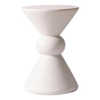 Table d'appoint d'intérieur/extérieur en fibre de pierre, table d'appoint en forme de sablier, résistante aux intempéries, table d'appoint décorative.