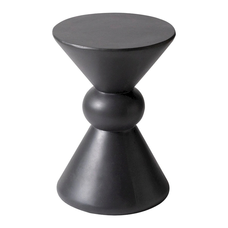 Table d'appoint d'intérieur/extérieur en fibre de pierre, table d'appoint en forme de sablier, résistante aux intempéries, table d'appoint décorative.