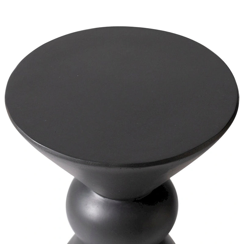 Table d'appoint d'intérieur/extérieur en fibre de pierre, table d'appoint en forme de sablier, résistante aux intempéries, table d'appoint décorative.