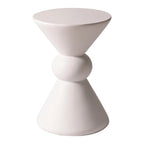 Table d'appoint d'intérieur/extérieur en fibre de pierre, table d'appoint en forme de sablier, résistante aux intempéries, table d'appoint décorative.
