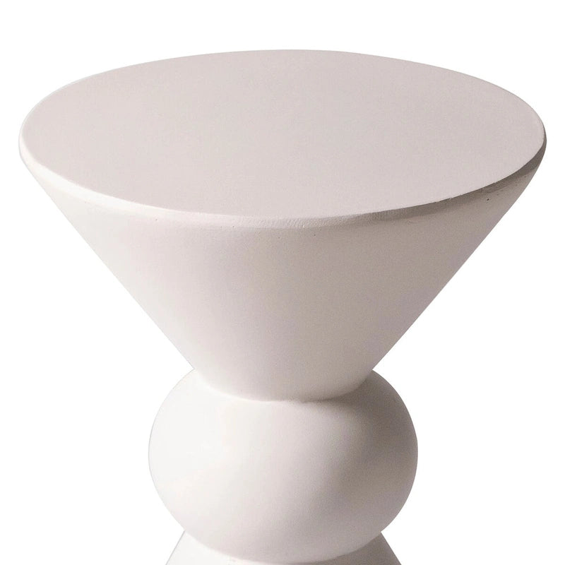 Table d'appoint d'intérieur/extérieur en fibre de pierre, table d'appoint en forme de sablier, résistante aux intempéries, table d'appoint décorative.