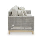 Canapé d'extérieur Yami de 83 pouces, 4 coussins décoratifs, en résine tressée grise