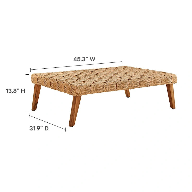 Table Basse Extérieure en Rotin et Osier pour Patio Thames