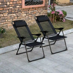 Chaises de Patio Pliantes d'Extérieur (Lot de 2) avec Dossier Inclinable et Têtière Amovible, Chaises de Camping