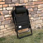 Chaises de Patio Pliantes d'Extérieur (Lot de 2) avec Dossier Inclinable et Têtière Amovible, Chaises de Camping