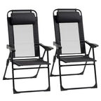 Chaises de Patio Pliantes d'Extérieur (Lot de 2) avec Dossier Inclinable et Têtière Amovible, Chaises de Camping