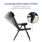 Chaises de Patio Pliantes d'Extérieur (Lot de 2) avec Dossier Inclinable et Têtière Amovible, Chaises de Camping