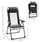 Chaises de Patio Pliantes d'Extérieur (Lot de 2) avec Dossier Inclinable et Têtière Amovible, Chaises de Camping