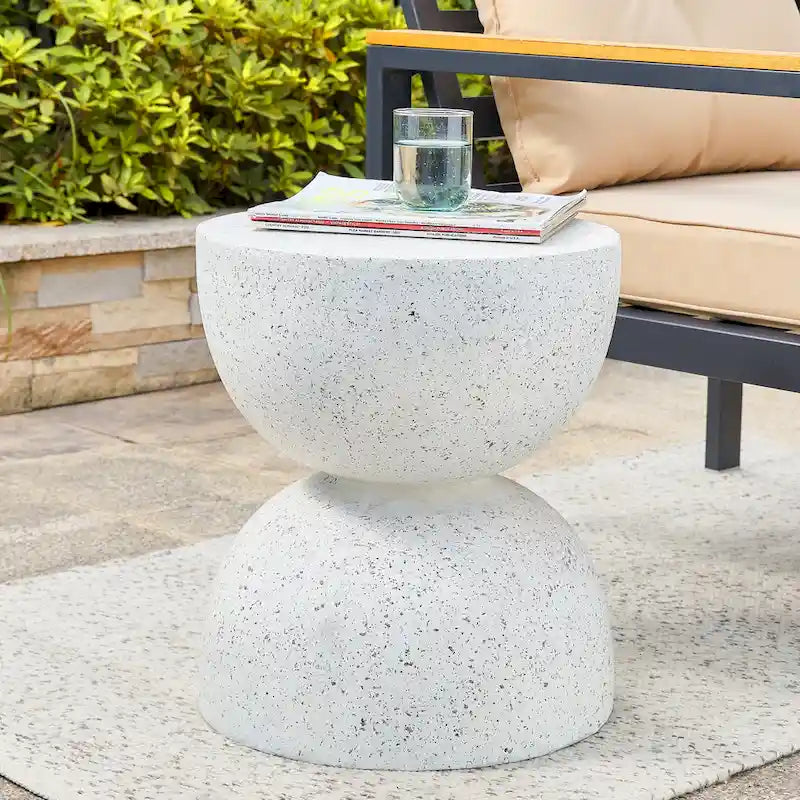 Glitzhome 18H Tabouret de jardin moderne en Faux Terrazzo MGO Support de jardinière - 15.75L X 15.75W X 17.75H