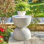 Glitzhome 18H Tabouret de jardin moderne en Faux Terrazzo MGO Support de jardinière - 15.75L X 15.75W X 17.75H