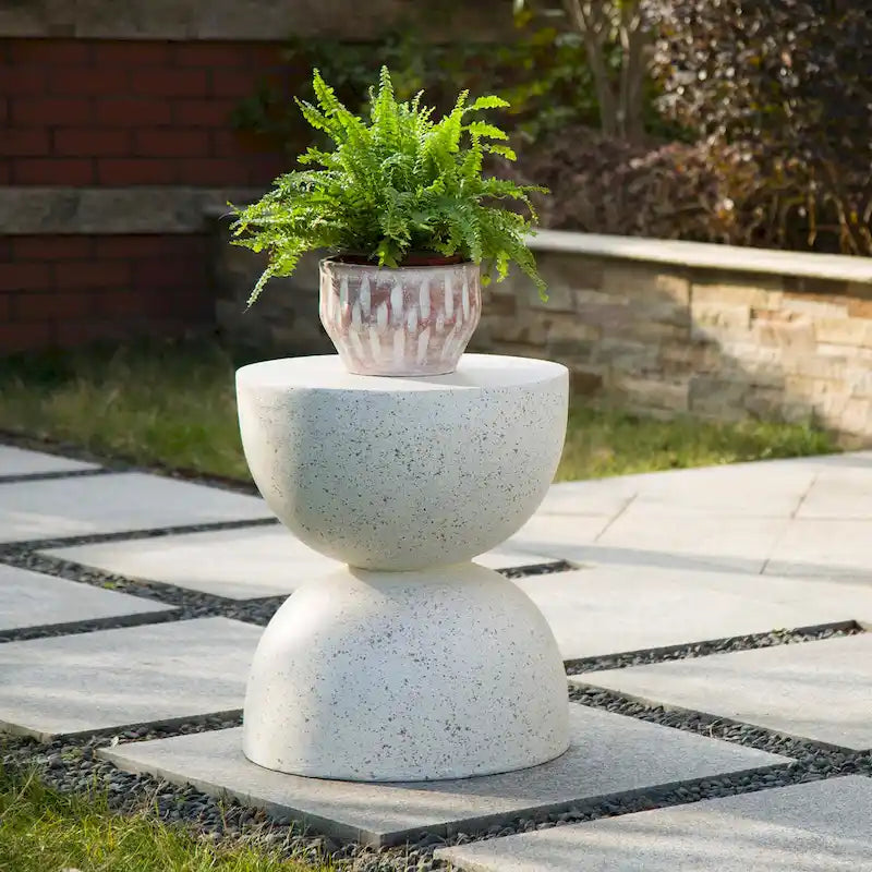 Glitzhome 18H Tabouret de jardin moderne en Faux Terrazzo MGO Support de jardinière - 15.75L X 15.75W X 17.75H