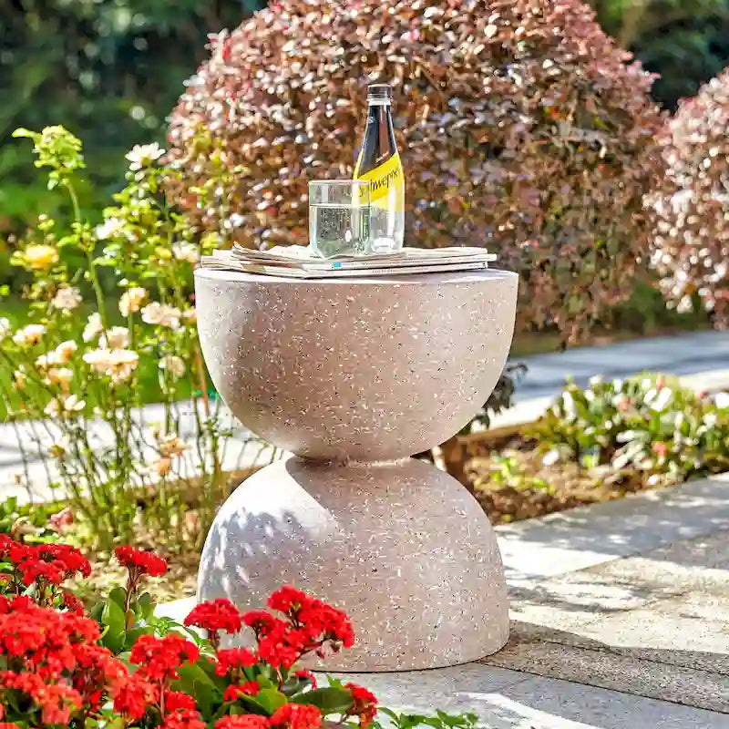 Glitzhome 18H Tabouret de jardin moderne en Faux Terrazzo MGO Support de jardinière - 15.75L X 15.75W X 17.75H