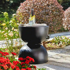 Glitzhome 18H Tabouret de jardin moderne en Faux Terrazzo MGO Support de jardinière - 15.75L X 15.75W X 17.75H