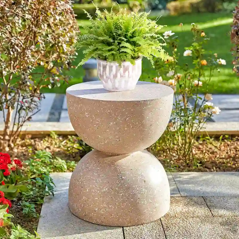 Glitzhome 18H Tabouret de jardin moderne en Faux Terrazzo MGO Support de jardinière - 15.75L X 15.75W X 17.75H