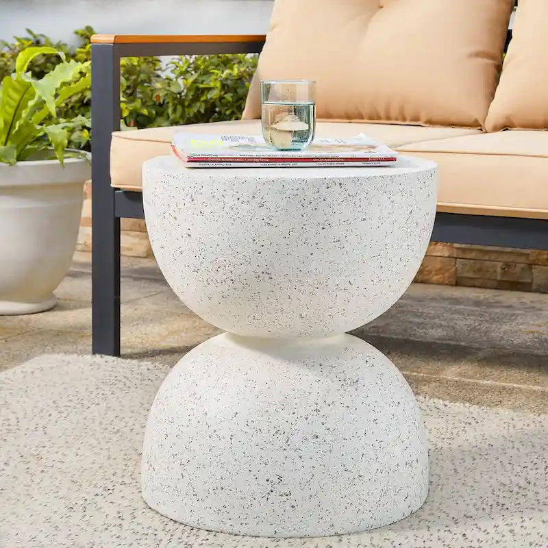 Glitzhome 18H Tabouret de jardin moderne en Faux Terrazzo MGO Support de jardinière - 15.75L X 15.75W X 17.75H