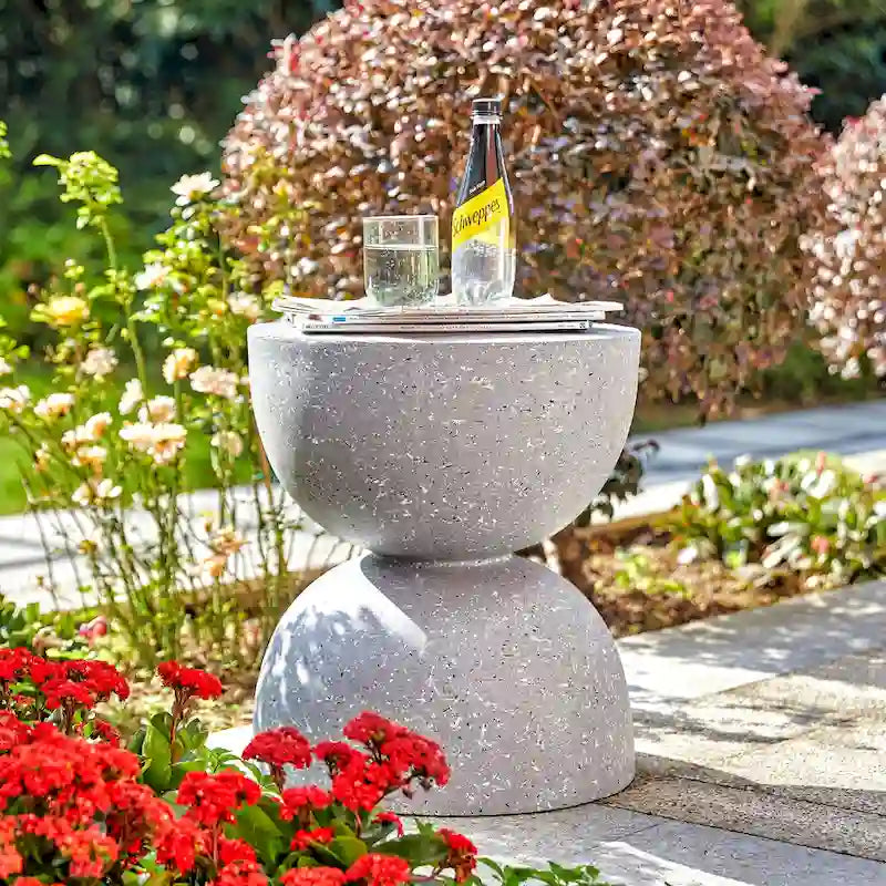 Glitzhome 18H Tabouret de jardin moderne en Faux Terrazzo MGO Support de jardinière - 15.75L X 15.75W X 17.75H