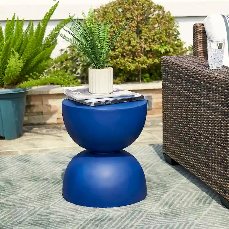 Glitzhome 18H Tabouret de jardin moderne en Faux Terrazzo MGO Support de jardinière - 15.75L X 15.75W X 17.75H