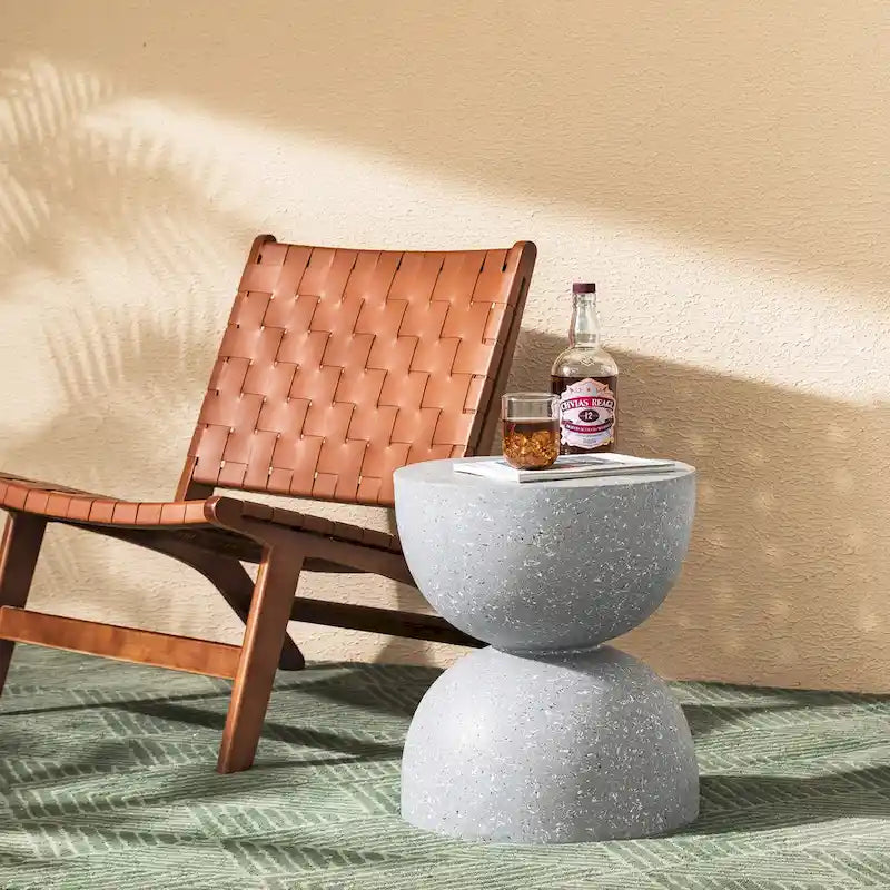 Glitzhome 18H Tabouret de jardin moderne en Faux Terrazzo MGO Support de jardinière - 15.75L X 15.75W X 17.75H