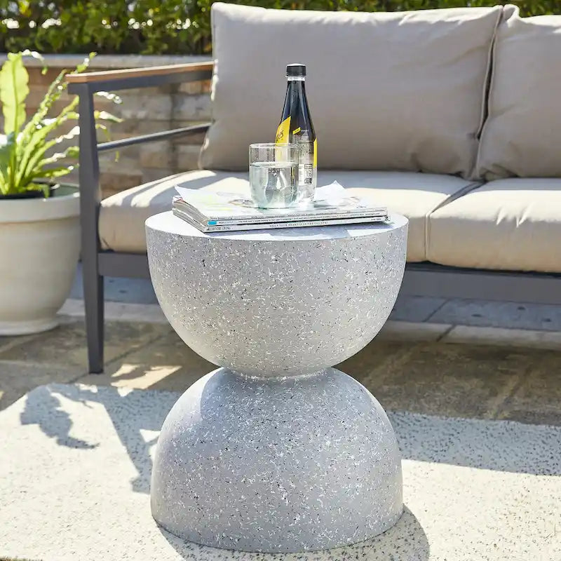 Glitzhome 18H Tabouret de jardin moderne en Faux Terrazzo MGO Support de jardinière - 15.75L X 15.75W X 17.75H