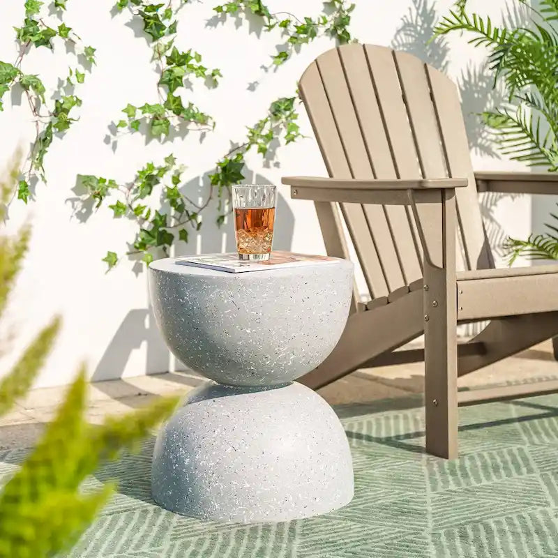 Glitzhome 18H Tabouret de jardin moderne en Faux Terrazzo MGO Support de jardinière - 15.75L X 15.75W X 17.75H