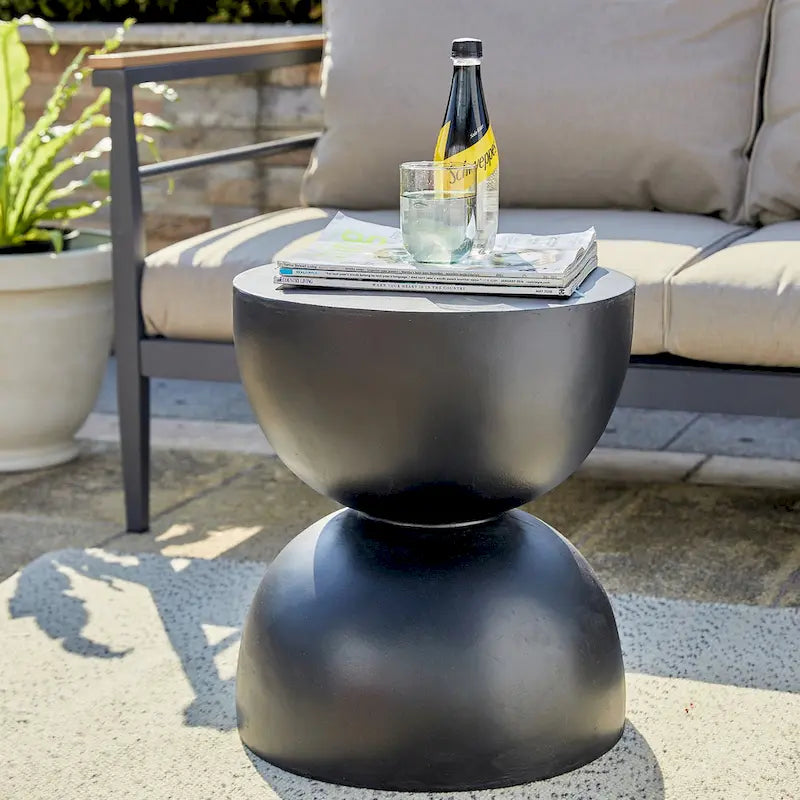 Glitzhome 18H Tabouret de jardin moderne en Faux Terrazzo MGO Support de jardinière - 15.75L X 15.75W X 17.75H