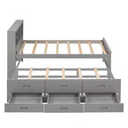 Lit plateforme avec lit gigogne et tiroirs, lit plateforme de rangement avec USB, lit plateforme en bois avec bibliothèque