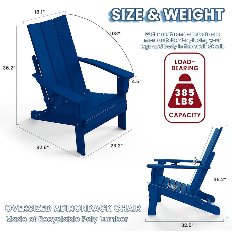 Chaise Adirondack d'extérieur toutes saisons en poly Polydun - Pliable