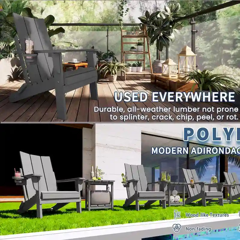 Chaise Adirondack d'extérieur toutes saisons en poly Polydun - Pliable