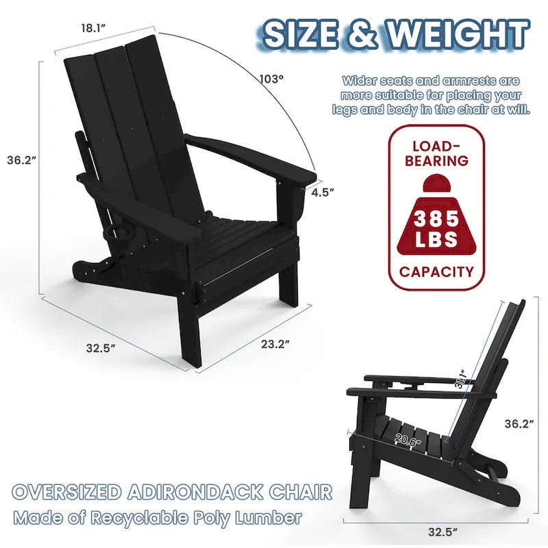 Chaise Adirondack d'extérieur toutes saisons en poly Polydun - Pliable
