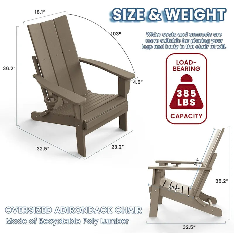 Chaise Adirondack d'extérieur toutes saisons en poly Polydun - Pliable