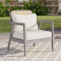 Fauteuil de jardin club en bois d'acacia, mobilier de jardin, coussin épais imperméable pour porche, jardin, cour arrière