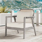 Fauteuil de jardin club en bois d'acacia, mobilier de jardin, coussin épais imperméable pour porche, jardin, cour arrière