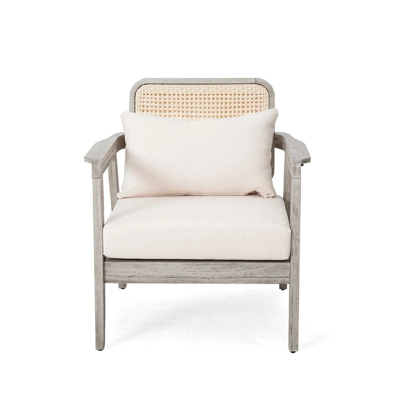 Fauteuil de jardin club en bois d'acacia, mobilier de jardin, coussin épais imperméable pour porche, jardin, cour arrière