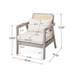 Fauteuil de jardin club en bois d'acacia, mobilier de jardin, coussin épais imperméable pour porche, jardin, cour arrière